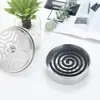 Caja de incienso repelente de mosquitos de acero inoxidable de una sola capa, caja de incienso repelente de mosquitos a prueba de fuego con tapa, soporte de cenicero para el hogar, bandeja repelente de mosquitos y matamoscas para exteriores