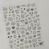 Adesivos de Unha Cartoon Line Art em Estoque, Decalques de Unha Personalizáveis de Gato, Coelho e Cachorro Fofos, Estilo Dh