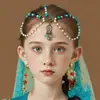 Comércio Exterior Acessórios de Cabelo Corrente de Cabeça Boêmia Turquesa Pérola Gota d'Água Corrente de Cabelo Ornamento de Cabelo Penteado Corrente de Cabelo Acessório de Cabelo Corrente de Princesa
