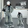 Conjunto de Ropa para Niñas Primavera y Otoño 2026 Estilo Retro de Hong Kong con Múltiples Bolsillos de Mezclilla Estilo Callejero Americano Fresco a la Moda para Niños Mayores