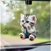Pingente fofo de gato em acrílico transfronteiriço para interior de carro, decoração suspensa para carro, chaveiro de mochila, ornamento decorativo, gato com apoio de queixo
