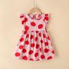 Novo vestido de verão para meninas, vestido de princesa infantil floral, vestido de praia de algodão e seda, vestido vago 2025