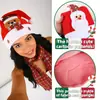Peluche de Navidad Gorro de Santa Claus Reno de dibujos animados Muñeco de nieve Gorro de Navidad para adultos y niños Regalo de Navidad Gorro rojo con copo de nieve