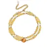 Pulsera de Doble Círculo con Cuentas de Cristal Fortuna Rubio Natural para Mujer Moda Joyería de Alto Nivel Pulsera de Ojo de Tigre Dorada Venta al Por Mayor