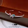 Pulsera Abierta Mariposa Color Zircón Transfronteriza Ins Pulsera Dopamina Moda de Nicho Joyería de Alta Gama Venta al por Mayor