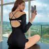 Nuevo Traje de Baño de una Pieza para Mujer de Dos Piezas Manga Larga Sexy Conservador Espalda Descubierta Transfronterizo Amazon Cubre Vientre Adelgazante Aguas Termales