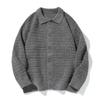 Ropa Vintage 2025 Otoño/Invierno Nuevo Retro Color Sólido Cárdigan de Punto de Botón Único con Cuello de Solapa Versátil Estilo Old Money Suéter