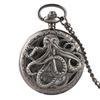 Reloj de bolsillo antiguo de cuarzo con forma de pulpo hueco, estilo steampunk, color negro, con cadena y collar, regalo para niños.