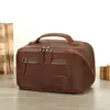 Nueva Bolsa de Cosméticos de Viaje Marant de Cuero Crazy Horse Portátil de Gran Capacidad Bolsa de Almacenamiento Portátil de Cuero Genuino Moderna