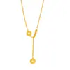 Tienda de oro Puzuo con moneda de oro de 24 quilates oro brillante borla de hielo picado collar cuentas de transferencia estilo chino nuevo cadena para la clavícula mujer