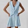 Conjunto de Chaleco y Shorts de Algodón y Lino para Mujer, Inspirado en el Diseño Europeo y Americano 2026, Conjunto de Dos Piezas de Chaleco sin Mangas Casual de Verano