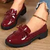 Mocasines de mujer talla grande transfronterizos, nuevo modelo otoño 2026, zapatos planos casuales con lazo de charol para mujer
