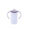 Taza de alimentación con tetina de acero inoxidable 304 con aislamiento, doble asa, recta para bebé, 12 oz, taza recta de doble oreja para sublimación
