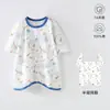 Pijama Bebê Verão Fino Quarto com Ar Condicionado Proteção da Barriga Macacão para Homens e Mulheres Bebê Algodão Puro Manga Longa Botão Aberto Pijama Antichute