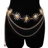 Joias da Moda Europeia e Americana Corrente de Metal Multicamadas Lua Cinturão de Corrente para Cintura Hip-Hop Punk Sol Crescente Corrente para o Corpo