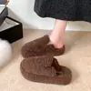 Zapatillas de Piel Antideslizantes Casuales Baotou 2026 Zapatillas de Algodón para Mujer Venta Caliente Suela Gruesa Retro Para Exteriores Otoño/Invierno Nuevo Estilo Cálido