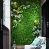Muro Vegetal Transfronterizo, Muro Vegetal Artificial Tridimensional Simulado de Gama Alta, Decoración de Flores Artificiales, Fondo Verde, Muro de Césped Famoso en Internet