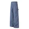 K5627 Retro Americano Calle Alta Unisex Vintage Lavado Diseño Desestructurado Salpicaduras de Tinta Jeans Anchos Sueltos para Hombre