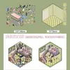 Coleção de adesivos de paisagismo de cena em miniatura de desenho animado sem corte visual fofo 3D empilhados diy conta manual adesivos de cabine estéreo