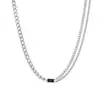 Collar con Colgante Cuadrado Negro de Doble Capa para Hombres y Mujeres, Exquisito y Moderno Choker de Acero de Titanio Hip-Hop, Cadena para Clavícula de Estilo Minimalista