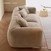 Sofá branco grande, veludo nuvem, casual, estilo xadrez retrô francês de alta qualidade, cor creme, sofá de tecido de linha reta para apartamento pequeno