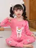 Roupas de Outono para Crianças e Calças Compridas, Conjuntos de Algodão Puro para Meninos, Íntimos Térmicos para Meninas, Suéteres de Algodão para Crianças Médias e Grandes, Pijamas para Crianças