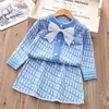 2025 Nuevo Estilo Otoño e Invierno para Niños Cárdigan de Manga Larga Estilo Coreano Suéter de Punto Traje de Dos Piezas para Niñas