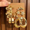 Pendientes Europeos y Americanos Transfronterizos Nueva Moda Simples Creativos de Personalidad Forma de C Gota de Agua Flor Set de Pendientes para Mujer Gama Alta Versátiles