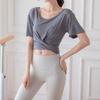 Roupas de Yoga Femininas de Verão Confortáveis Gola Redonda Roupas Fitness Camiseta Esportiva Curta com Alça Respirável Slim-fit Roupas para Corrida Yoga