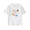 Camiseta Feminina Branca Gola Redonda Manga Curta 100% Algodão Verão Novo Estilo Estampa Divertida de Desenho Animado Casual Solta Versátil