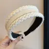 Faixa de cabeça larga com textura trançada estilo coreano para mulheres, novo modelo 2026, para usar ao ar livre, faixa de cabeça para lavar o rosto, acessório de cabelo de copa alta