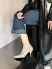 Botas de Tacón Alto Puntiagudas Elásticas de Temporada First Encounter para Mujer, Botines Ceñidos para Otoño e Invierno, Disponibles en Múltiples Colores para Combinar con Faldas