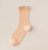 Calcetines de algodón peinado de color liso para mujer, cómodos y transpirables, de malla, finos, con orejas, para primavera y verano