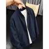 Chaqueta de Béisbol para Hombre Crossbomber Otoño Corta Silueta Holgada Cuello Alto Tendencia Versátil Casual