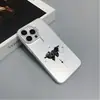 Funda de teléfono cruzada TK más vendida, minimalista en blanco y negro con estampado de brújula y mapa, compatible con Apple 15 Plus, en un colorido acabado plateado