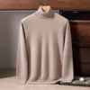 Suéter 100% cachemir para hombre, cuello alto, color liso, nuevo estilo otoño e invierno, holgado, cómodo, cálido, playera base tejida