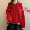 Suéter tejido casual y elegante con un diseño relajado, nuevo top base de camisa holgada estilo coreano para mujer otoño e invierno 2026