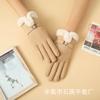 Guantes de Gamuza para Mujer Otoño e Invierno, Estilo Coreano Lindo, Forrados de Felpa, Engrosados, Cálidos, Compatibles con Pantalla Táctil, para Estudiantes, Resistentes al Frío, para Ciclismo