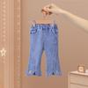 Calças jeans femininas primavera e outono estilo ocidental para bebês personalidade infantil estilo coreano moderno costura cereja pérola calças de chifre dividido