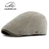 Gorro Grueso Cálido Forrado de Lana para Otoño e Invierno para Hombres, Boina de Pana, Gorra Retro Británica de Visera Adelantada, Gorra de Pintor de Pico de Pato para Mujeres