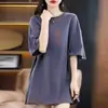 Comercio Exterior Transfronterizo~Camiseta de Manga Corta de Longitud Media Oversize Estilo Europeo Reductora de Edad con Etiqueta Cortada para Mujer Capa Base Holgada Trendy de Verano para Instagram