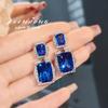 Sensación de alta calidad con pendientes de algodón esmeralda para mujer, verde muzo colombiano, con grietas, diamante de alto carbono de lujo, pendientes de cristal azul afilado