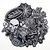 Serie de iconos bordados en computadora blanco y negro Escorpión alas de murciélago calavera parches de tela bordados insignias para ropa al por mayor