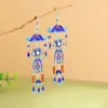 Pendientes de Plata S925 con Esmalte de Color Dorado Rey Ciervo Estilo Chino Antiguo Elegante con Borlas Largas Hoja de Bambú Pendientes para Mujer