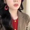 Mismo estilo que Zhong Chuxi Pendientes Retro Estilo Hong Kong Rojo Ancla Pendientes Largos Calados para Mujer Diseño de Nicho Pendientes Exagerados
