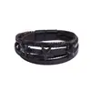 Pulsera de Cuero Temu Transfronteriza, Pulsera de Cuero Tejida Multicapa Moderna y Versátil, Pulsera Personalizada de Estrella de Cinco Puntas para Hombre
