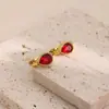 Pendientes de Acero Inoxidable con Forma de Gota Tachonados de Diamantes Estilo Europeo y Americano Transfronterizos para Mujer, Lujo Ligero con un Toque de Alta Gama, Chapados en Oro de 18 Quilates, Clips para Orejas/Accesorios para Orejas que No Se Desvanecen