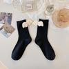 Calcetines JK para mujer, estilo Lolita, para primavera/verano, finos, japoneses, bonitos, con alas en blanco y negro a la moda, hasta media pantorrilla.