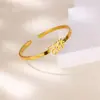 Pulsera Geométrica Redonda Retro Europea y Americana de Acero Inoxidable con Baño de Oro de 18K, Abierta y Ajustable, Forma de C, para Mujer