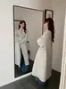 Bolsa Gratis Estilo Coreano Otoño e Invierno Hombro Derecho Chaqueta Larga de Lana por Encima de la Rodilla Ropa de Abrigo de Lana Chaqueta para Mujer Cuello de Traje Estilo Commuter